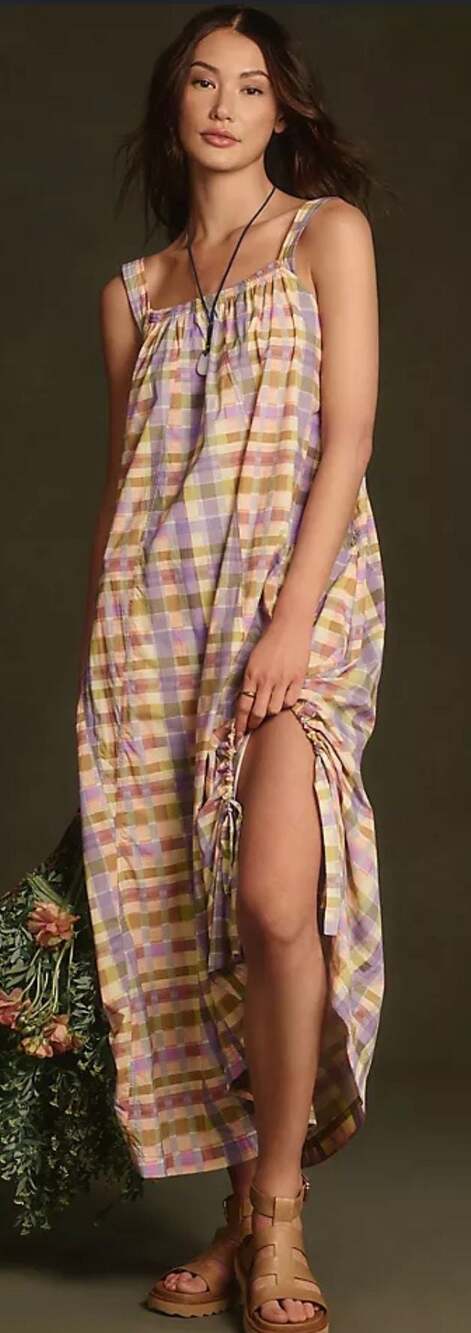 Daily Practice by Anthropologie Coming Up Midi Dress Plaid xs p